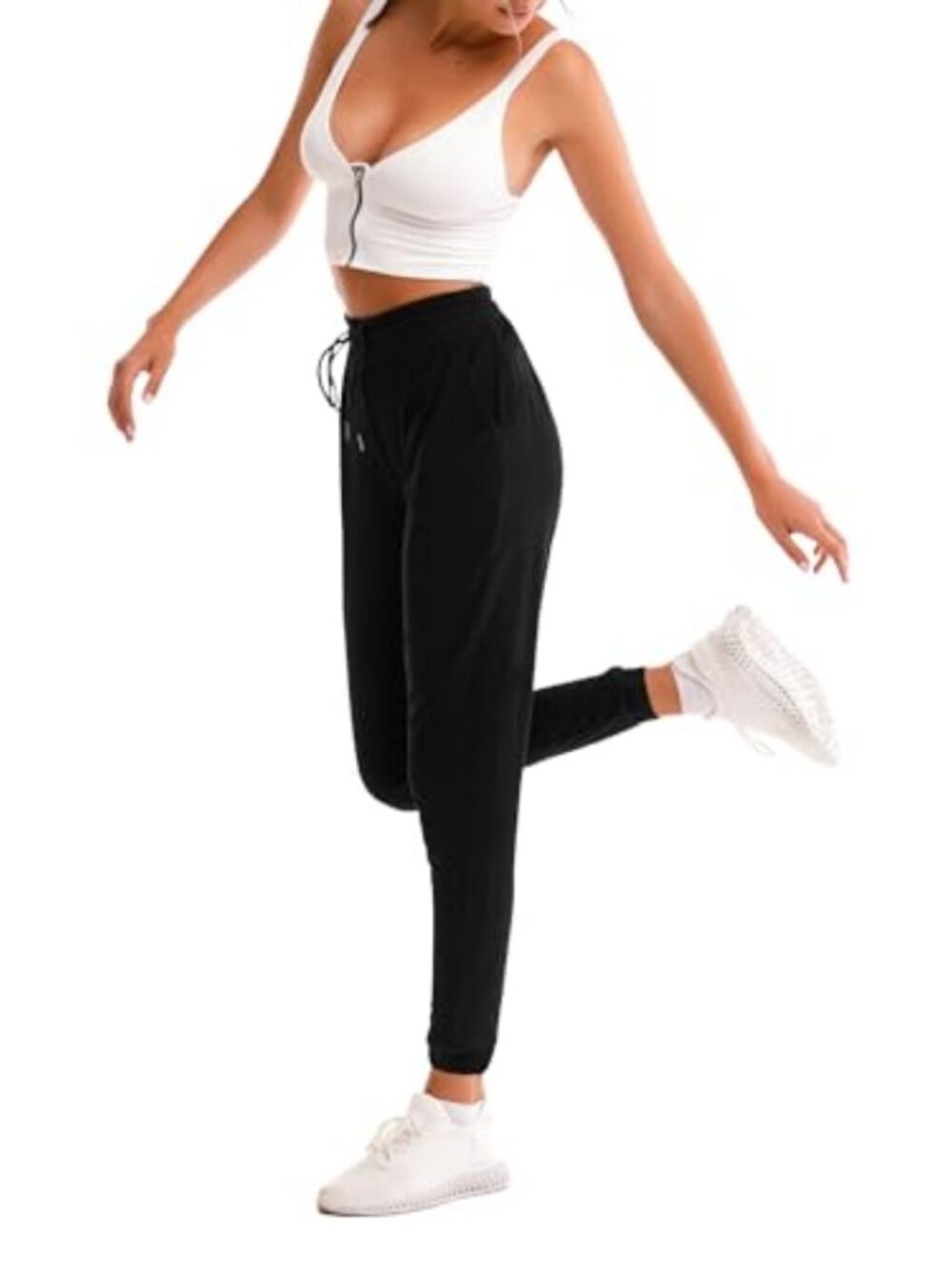 Women's High Rise Joggers with Pockets, Lightweight Athletic Pants, Stretchy